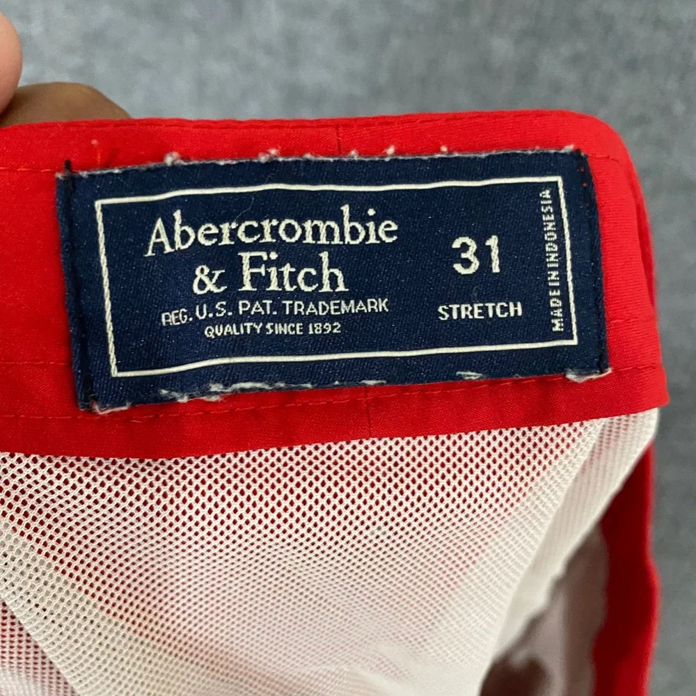 Abercrombie & Fitch Mens Red Stretch Board Shorts Swim Trunks Size 31